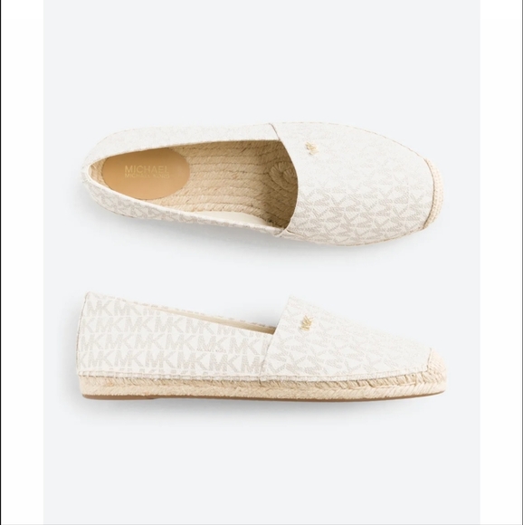 Michael Kors Kendrick Slip On Espadrille Flat Shoes MK Logo Luggage Size 9 - Picture 2 of 12